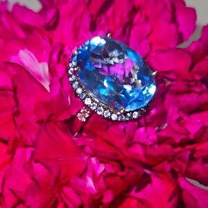 Topaz Diamond Ring NEW NATURAL diamonds